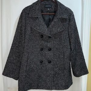 London Fog wool blend coat Sz XXL double breasted tweed lined